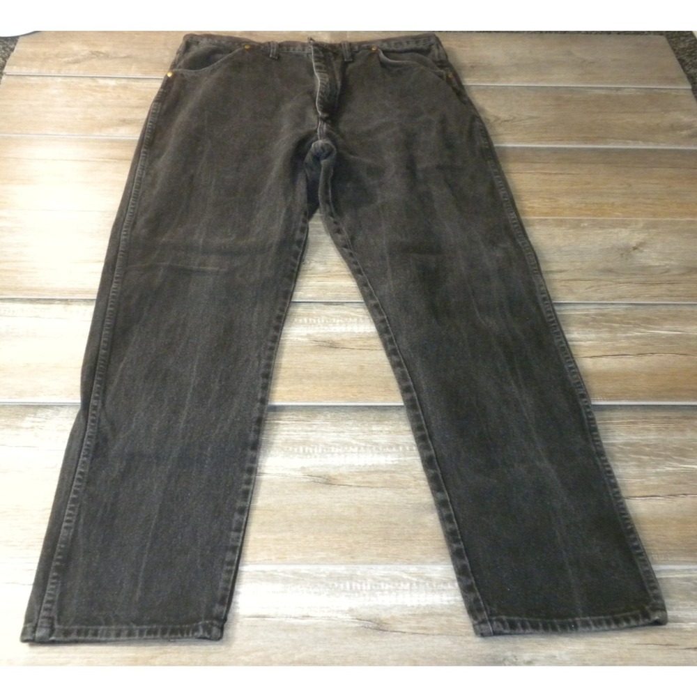 Wrangler Jeans Mens 40x34 Black Denim Cowboy Cut Relaxed Straight Vintage USA - Picture 2 of 8